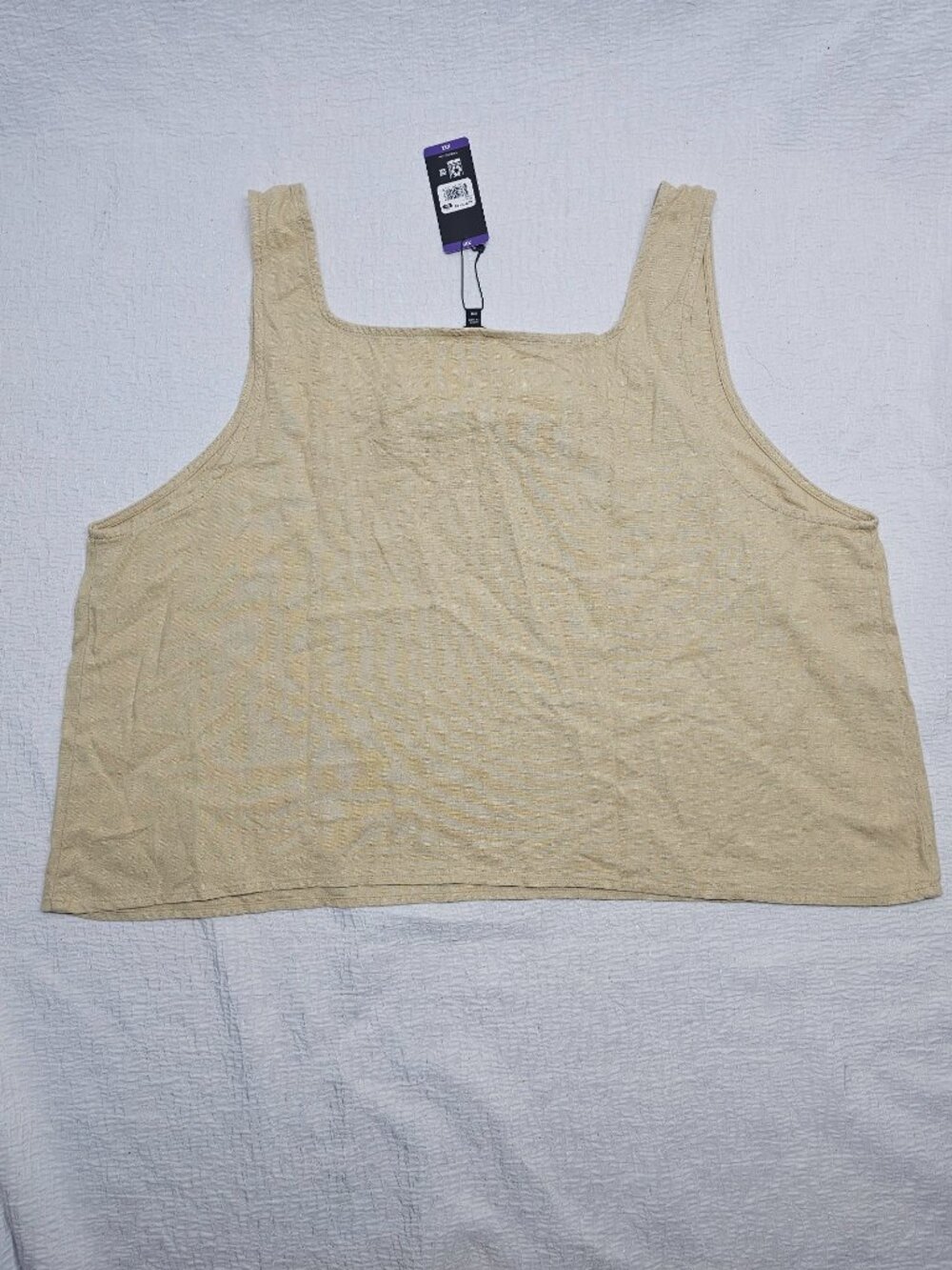 Express Women's Sleeveless  Lightweight Soft Linen Tank Top Cream - Picture 7 of 7